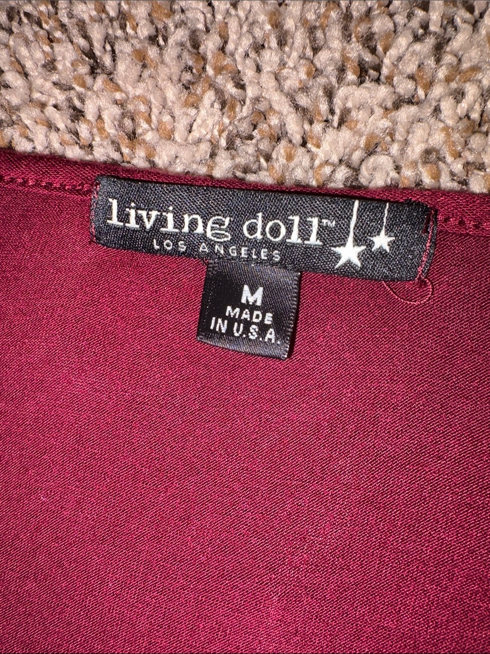 living doll Burgundy Scoop Neck Short Sleeve Crop Top - Picture 2 of 3